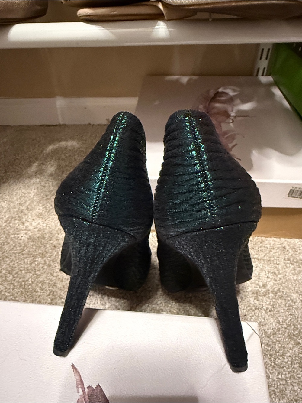 Jessica Simpson Emerald Teal Glitter Pointed Toe Pumps - Picture 4 of 5